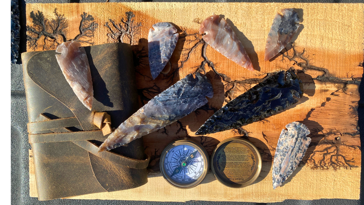 Hand-Knapped Arrowheads for Crafting - The Artisan's Dozen (12 Stone Points)
